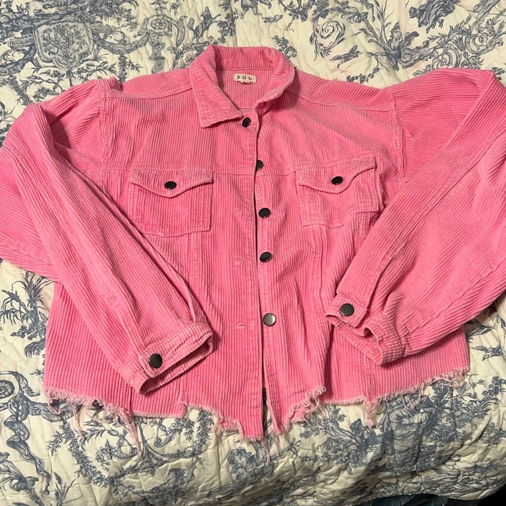 Pink corduroy crop jacket